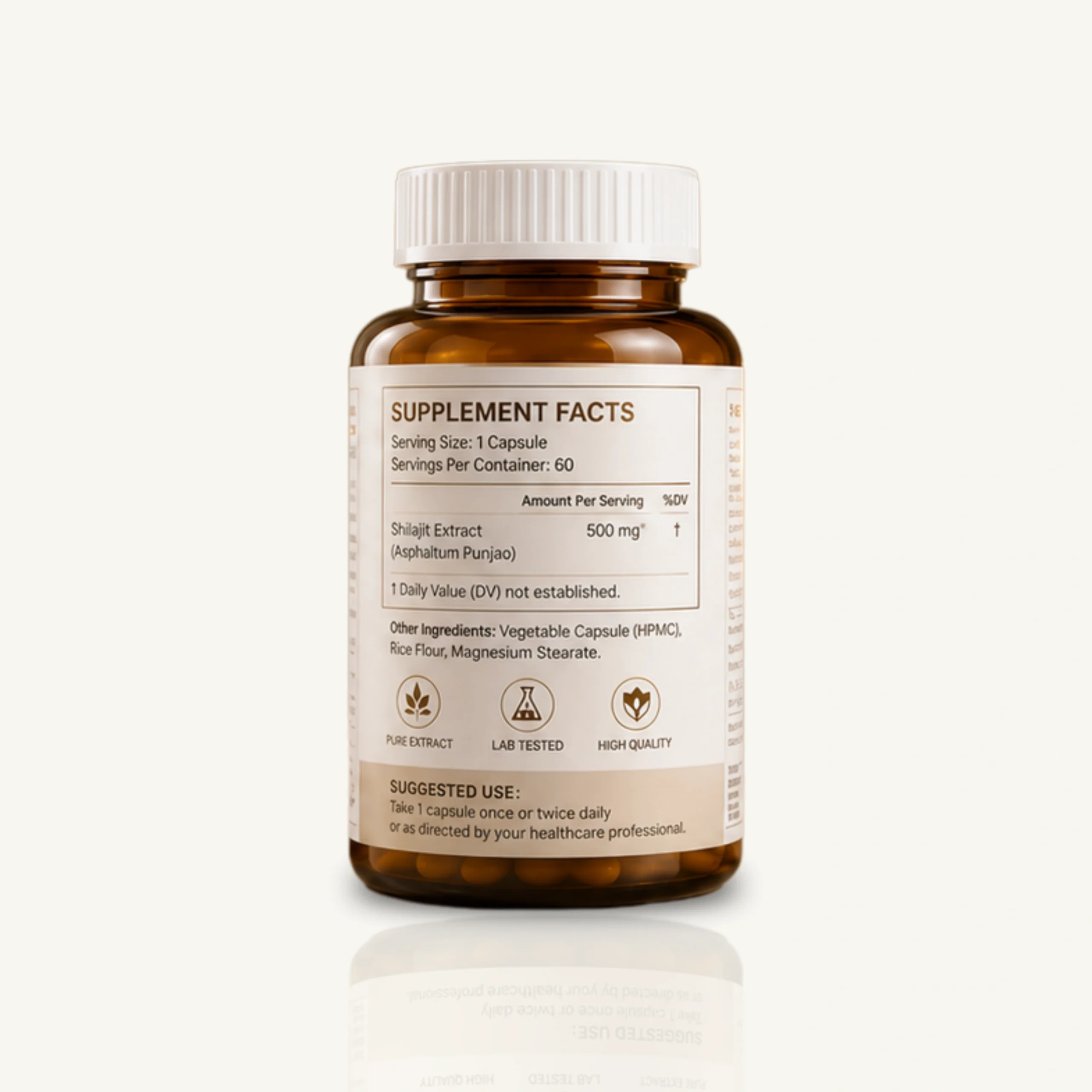 JOYAMORÉ Pure Shilajit Extract Capsules 500 mg | Herbal Supplement | 60 Capsules