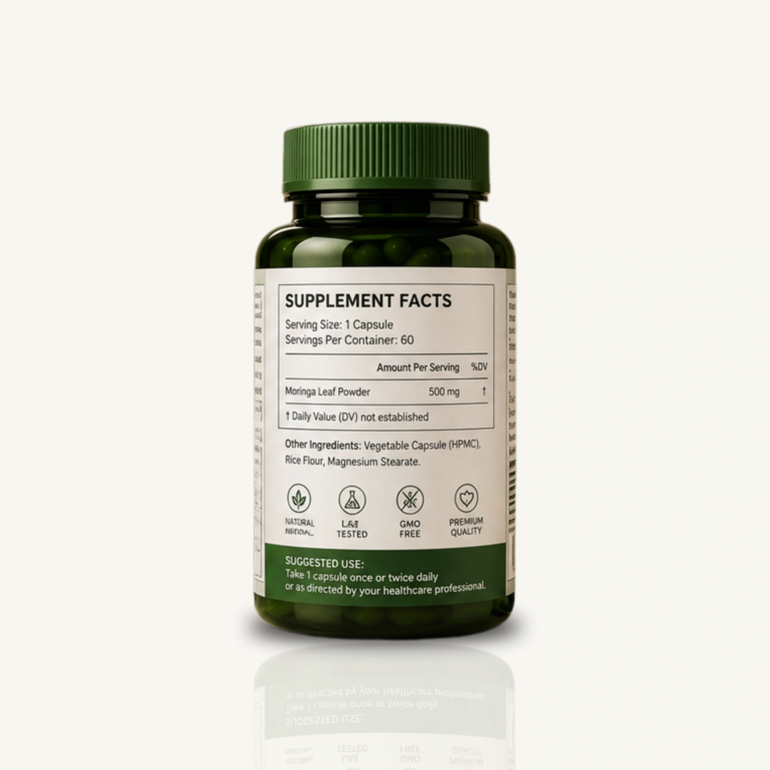 JOYAMORÉ Moringa Leaf Capsules 500 mg | Natural Herbal Supplement | 60 Capsules