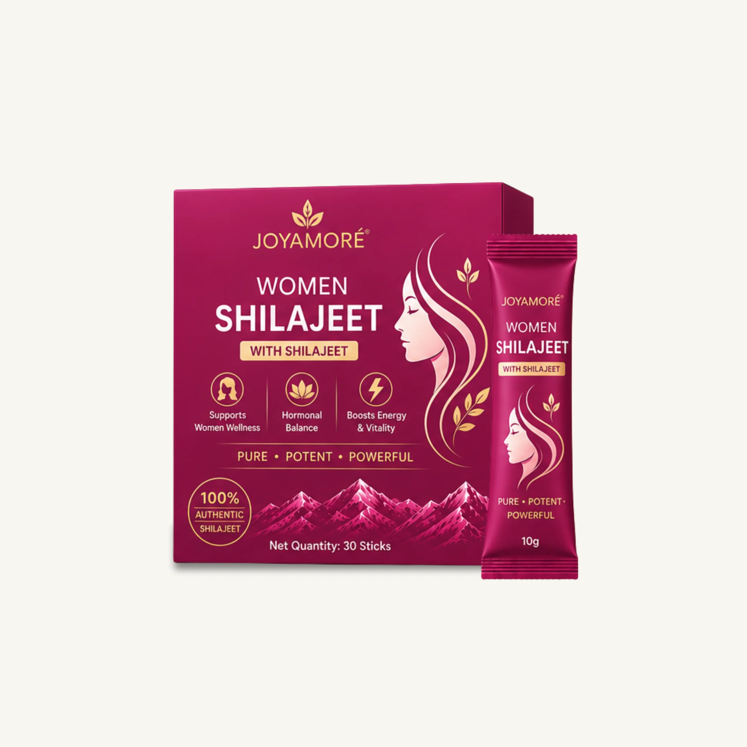 JOYAMORÉ Women's Shilajeet Sticks | Premium Herbal Supplement | 30 x 10g