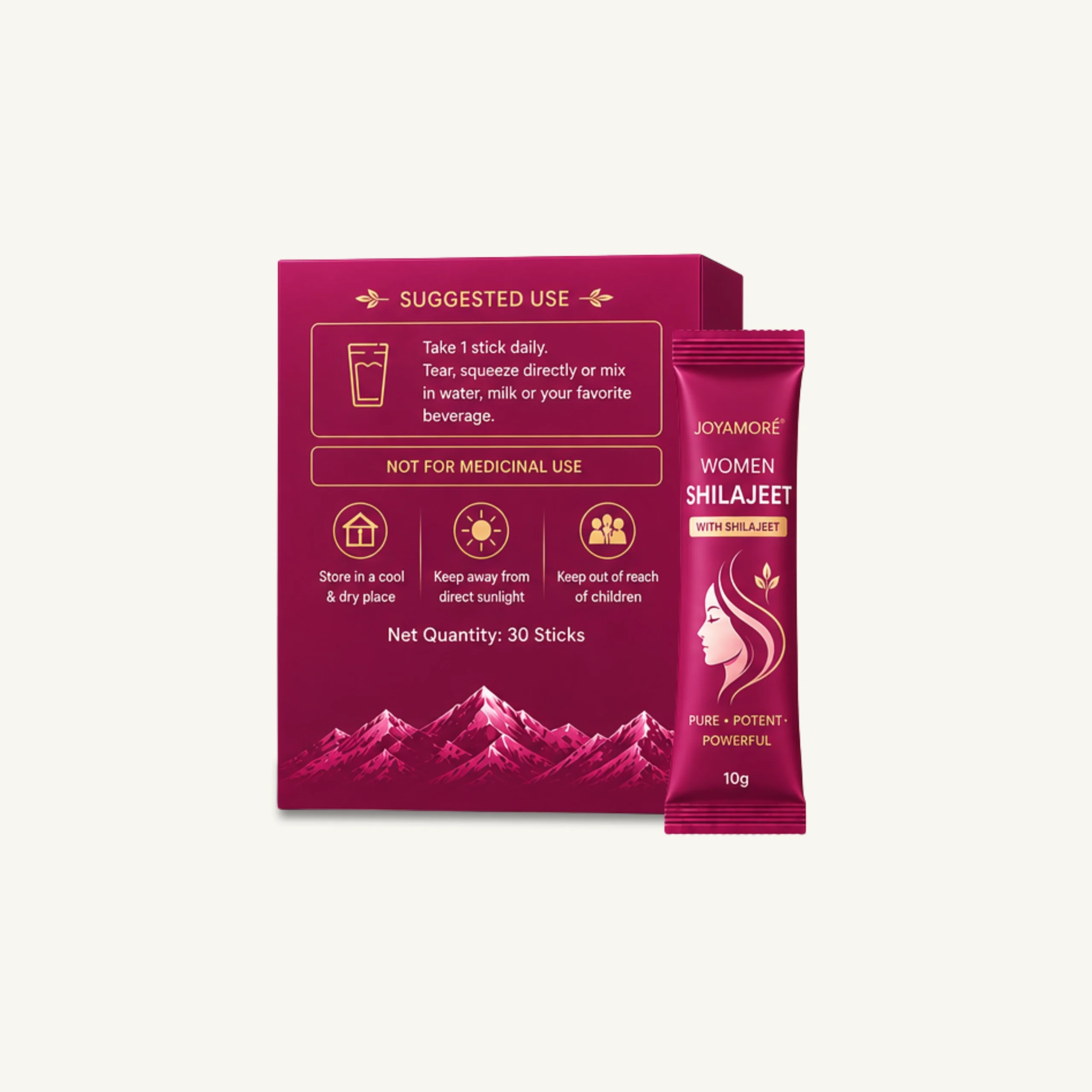 JOYAMORÉ Women's Shilajeet Sticks | Premium Herbal Supplement | 30 x 10g
